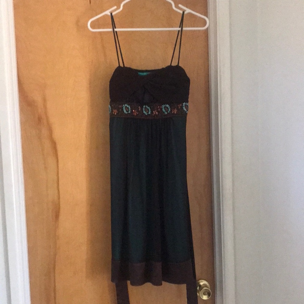 Spaghetti strap stone sequined dress